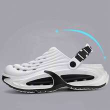 Men's Clog Shoes, New Anti-Odor Anti-Slip Sandals For Teenagers, Summer Slippers For Outdoor Wear, Plus Size 48-89 - Black and White - View 5