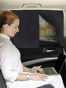 1/2pcs Magnetic Double Layer Car Sunshade, Suitable For Rear Side Window Privacy Full Blockout/Half Shade Options, Front And Rear Window Curtain Protection, Magnetic Double Layer Car Window Sunshade, Provides Full Blockout Or Half Shade Privacy Coverage, Suitable For Side Windows And Rear Window - Car Window Sunshade - View 2