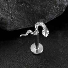 1PC ASTM F136 Titanium Gothic Punk Snake Flat Back Studs Threadless Internal Thread Nose Ring Cartilage Helix Conch - Threadless - View 7