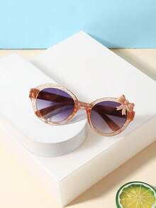 1PC Kids 3-8Y Round Eyeglasses With Cute Bow Decor Glossy Plastic Light‑Weight Fashion Frame, Party All‑Season Daily Accessory With Glasses Box - Multicolor - View 6