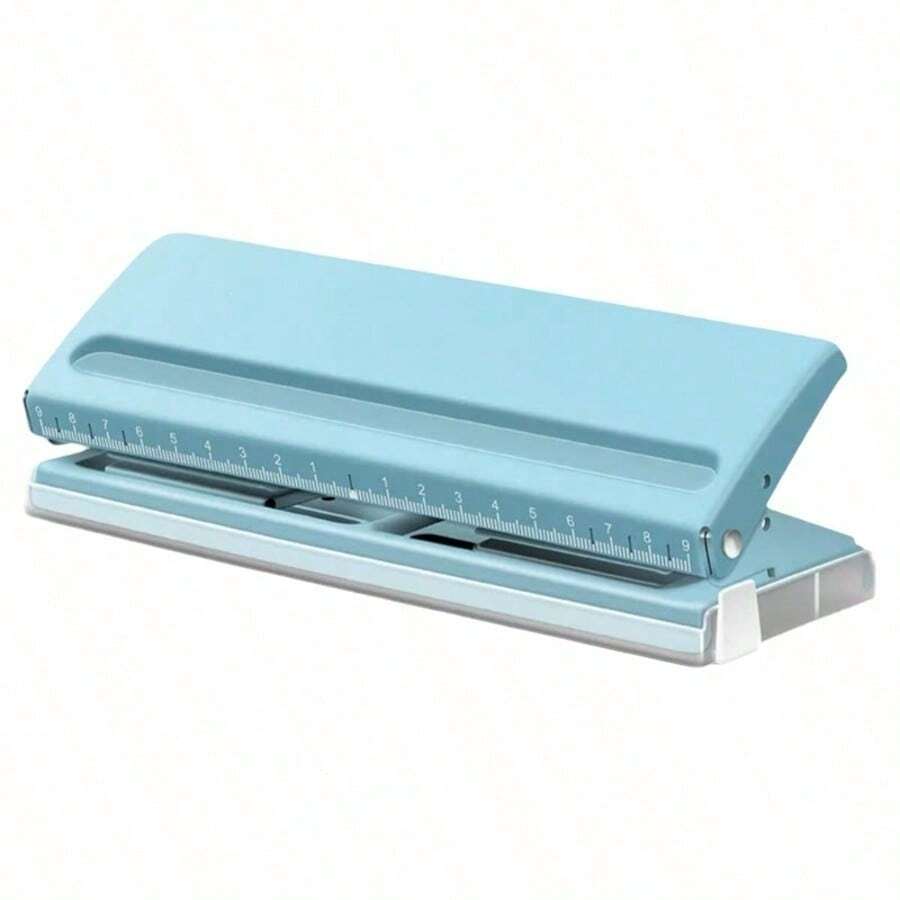 Adjustable 6-Hole Metal Hole Puncher, A5 A6 A7 6-Ring Hole Puncher With Positioning Mark, 6-Page Capacity Hole Puncher Suitable For Daily Planner, Personal, Schedule, Loose-Leaf Binder Refill Pages - A Blue - View 1
