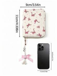 Women's Wallet Bowknot Polka Dot Short Card Holder Coin Purse Cute Girly Style Student Portable Small Wallet - White - View 9