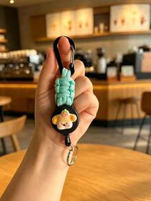 Cute Animal Retractable Lanyard Colorful Braided Rope Enhanced Pull Force Anti-Theft Device Retractable Keychain Thickened Twisted Rope Outdoor Retractable Lanyard Work ID Badge Retractable Clip Multifunctional Anti-Loss Keychain - Multicolor - View 12