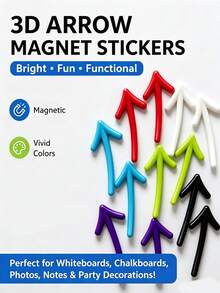 13/7pcs 3D Arrow Magnetic Sticker Set, Whiteboard Blackboard Magnetic Indicator Stickers, Colorful Arrow Magnets For Office Teaching Meeting Marking Photo Memo Message Decoration Magnetic Adhesive Stickers, Reusable Movable No Glue Adhesion Creative Desktop Wall Decoration Multi-Scenario Practical Storage Marking Supplies - Arrow Magnet Set - View 4