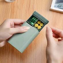 Gold Letter Print Portable Pill Box, Multi-Compartment Sealed Medicine Storage Box, Compact Daily Pill Container, Suitable For Travel And Daily Use - Multicolor - View 5