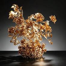 1pc 50cm Gold Floor Arrangement Artificial Hydrangea Rose Fake Flower Wedding Party Centerpiece Christmas Decor Mall Window Display Welcome Flower Home Decoration - Multicolor - View 7