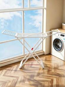 Foldable Clothes Drying Rack, Large Capacity Stable Anti‑Slip Laundry Drying Stand With Side Wings, Space‑Saving Collapsible Design For Indoor Living Room Balcony Apartment, For Home Dorm Renters Family Daily Laundry Air‑Drying Use - Multicolor - View 8