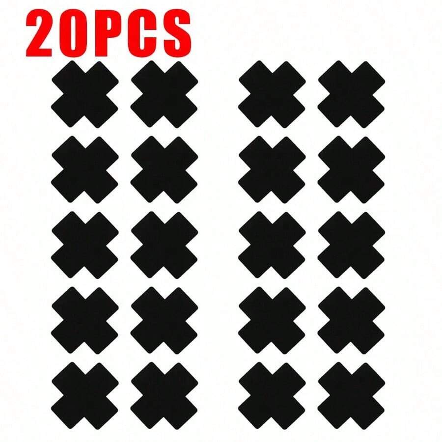 20pcs Black Cross-Shaped Self-Adhesive Satin Disposable Nipple Covers, Suitable For Women, For Strapless/Bandeau Clothing - Black - View 1
