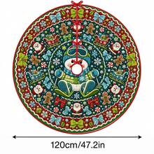 1件裝貼花刺繡滑雪雪人圖案聖誕樹裙，優雅配色節日裝飾，5種尺寸，中性節日禮物，適用於居家與派對聖誕裝飾 - 貼布刺繡滑雪雪人 - 查看 12
