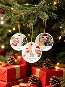 Custom Round Christmas Ornament, Personalized Acrylic Family Photo & Text Custom Christmas Tree Hanging Decoration, Personalized Family Keepsake Ornament, Personalized Hanging Decor, Photo Ornament, Christmas Ornament, Customized Memorial Holiday Gift - Multicolor 2 - View 2