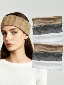 1/2/3pcs New Fashionable Wide Edge Elastic Headband, Sports Yoga Headband, Retro Leopard Print Hair Accessory, Headscarf Headband - Multicolor - View 1