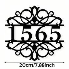 4 Sizes Available! Personalized Door Number Plate, Custom Outdoor Address Sign, Vintage Hollow Iris Metal Home Address Plaque, Custom Door Number Plate - Black - View 15