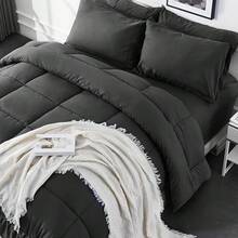 Luxury Bedding Comforter Duvet Cover Reversible Sleep Blanket 3D Polyester Quilted Queen Size All-Season GentleSoft Down Alternative Comforter With 4 Corner Ties Machine Washable Gift For Women/Men - Dark Grey - View 4