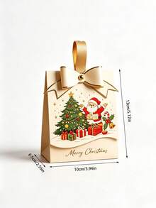 10/5/1pc Christmas Gift Box,Featuring A Bow Design,Printed With A Santa Claus Pattern; Suitable For Christmas Party Favors, Christmas Decorations, Gift Bags, Home Decor, And Party Supplies. - One Size Fits All - View 8