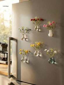 10/1/3/5pcs Mini Fridge Magnetic Vase, 10pcs Cute Small Magnetic Vase Decor, Real Flower Pot Magnet, Fun And Beautiful Plant Magnetic Decoration, Suitable For Storage Cabinet, Office And Kitchen, Random Shipment - one-size - View 1