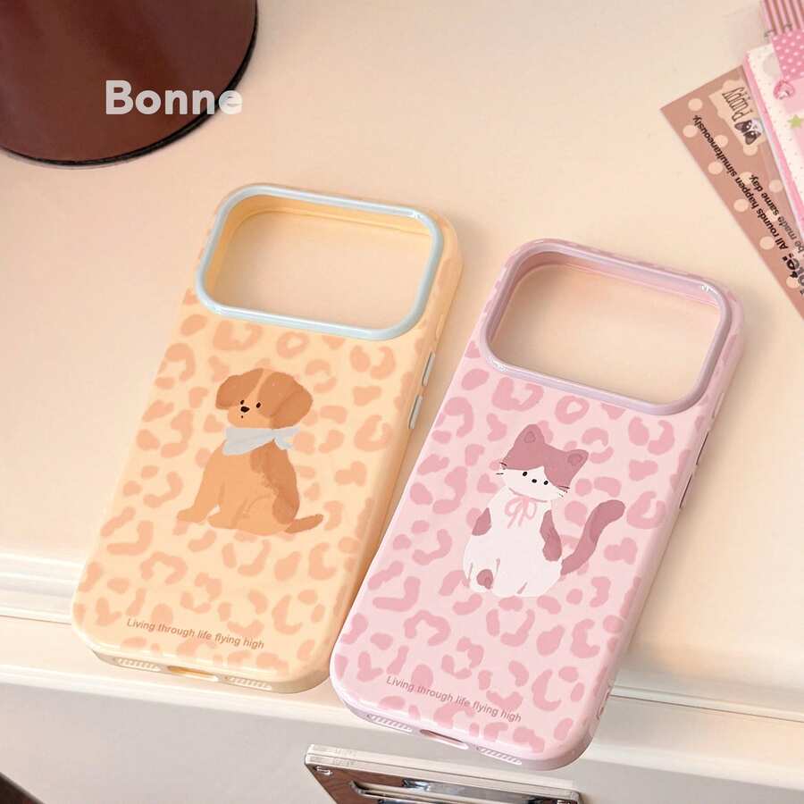 GUCADI Leopard Print Animal Phone Case, Compatible With IPhone 18, 17 Pro Max, 16, 15. Sweet And Cool, Girly And Cute, Color-Block Style, Niche, Adorable Pet, Soft Girl, Ins Style - Strawberry Powder - View 1