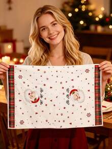 1pc Ultra-Fine Fiber Christmas Hand Towel, Santa Claus, Snowflake, Reindeer, Christmas Tree Pattern, Dish Cloth, Kitchen Cleaning Rag; Kitchen Decor, Outdoor Party Supplies, Suitable For Christmas Kitchen, Bathroom Decoration, Advent Gift, Christmas Surprise Small Gift - Multicolor - View 5