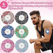 1 Box - 2/6/10pcs Adhesive Patches For Libre 2 Sensor, Mandala Floral CGM Patch Waterproof CGM Cover Sweat-Proof Colorful Sensor Blood Glucose Monitoring Protective Cover Detachable Strap - View 10