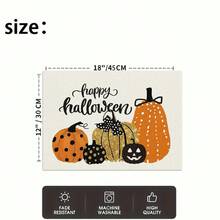1/4/6pcs Autumn Series Polka Dot Pumpkin Pattern Printed Placemats, Heat-Resistant Table Mat For Home Kitchen, Table Protection, Kitchen Dining Table, Party Scene Decoration - Multicolor - View 6