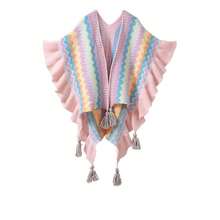 Women's Tassel Shawl Scarf, Soft Warm Bohemian Style Open Front Cape Cardigan - Multicolor - View 12