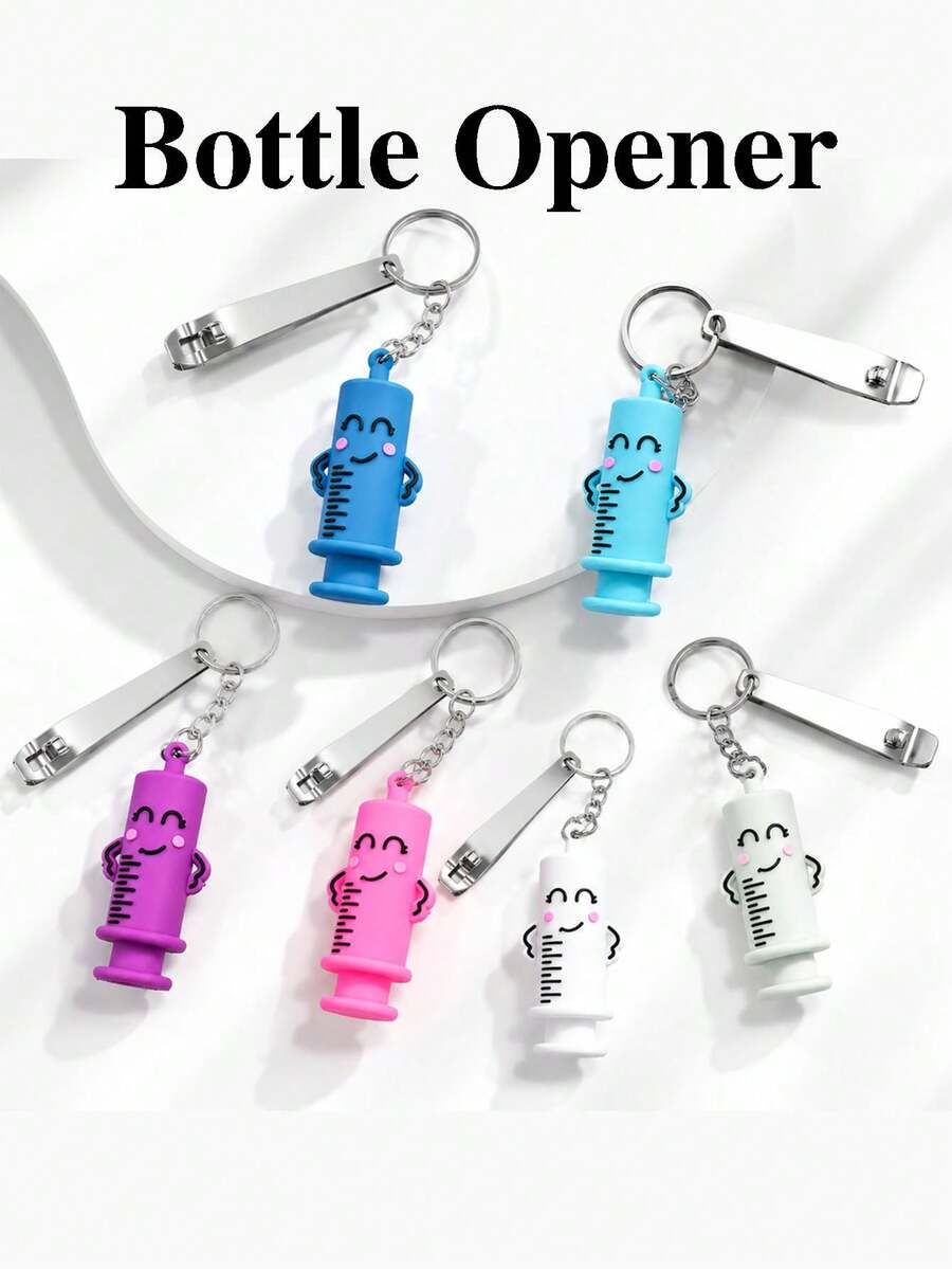 2pcs Nurse Ampoule Opener Keychain, Novel Oral Liquid Bottle Opener, Cute Syringe Shaped Keychain, Healthcare Worker Favorite Gift Keychain - View 1