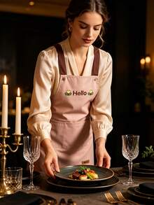 New Couple Hello Apron With Straps, Minimalist Fashionable Breathable Waterproof Oil-Proof Apron For Home Kitchen Cooking And Housework - Apron - View 7