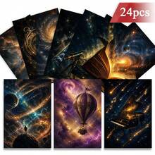 24+1 Red Envelope Dreamy Starry Sky Postcards, Galaxy Theme Greeting Cards, Printed With Cosmic Wonders And "Explore The Universe" Text, Suitable For Friends, Holiday Artistic Style - Sets - View 12