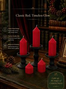Red Wine Striped Pillar Candles, Aesthetic Table Centerpiece Decor, Room Decoration, Autumn Home Decor, Gift, Wedding, Holiday Party Decoration, Christmas, Multiple Sizes, Gift For Women, Wedding Guest Favors - Candle - View 11