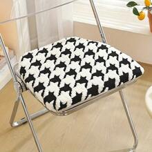 1pc Thick Padded Houndstooth Seat Cushion, Cozy Fluffy Square Chair Pad, Multi‑Color Warm Cushion For Living Room Dining Room Home Decor - Seat Cushion - View 10
