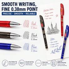 104pcs/Set (4 Pens + 100 Refills) 0.38mm Erasable Pens, Affordable, Smooth Writing, Quick Drying, Perfect As Teacher Gift, Back To School Office Stationery Set, Daily Writing Liquid Ink Ballpoint Pens - Round - View 4