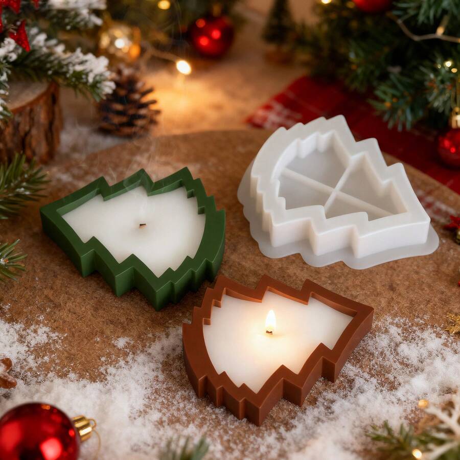 SILIKE LUFEI Christmas Tree Storage Tray Candle Cup Resin Silicone Mold, Drip Glue DIY Christmas Tree Tray Plaster Ornament Mold - Christmas Tree Mold - View 1