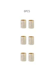 6pcs Ceramic Heat Curlers And Clips Set, Aluminum Core Nylon Hook And Loop Self-Adhesive Fast Heating Large Hair Rollers, White Lightweight Sleep Curlers - White - View 3