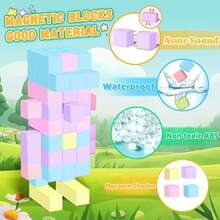 25/50/75pc Children's Macaron Solid-Color Magnetic Building Block Set,STEM Educational Sensory Building Toy,Stacking Blocks For Boys/Girls, 3D Puzzle Learning Set,Creative Magnetic Toy For Exploring,Perfect As A Gift For Holidays,Easter,Christmas - Multicolor - View 7