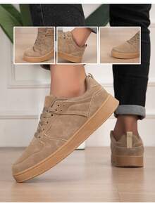 Men's Vintage Lace-Up Casual Sports Shoes Soft Sole Comfortable Daily Wear - Khaki - View 5