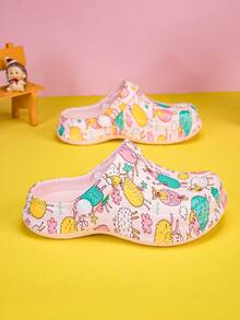 Kids All-Season Printed Slides, Non-Slip EVA Casual Fashion, Comfortable Soft Thick Sole Beach Shoes Clogs Sports Slippers - Pink - View 3