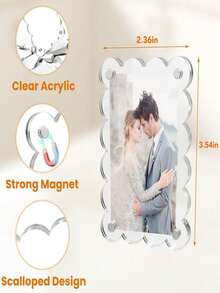 Double-Sided Acrylic Transparent Mini Photo Frame, Suitable For Instant Photo Display, DIY Fridge Magnet, Wall Magnetic Photo Frame, Acrylic Fridge Magnet, Wall Photo Box Decor, Minimalist Design, Home Decor - Lace Style - View 11