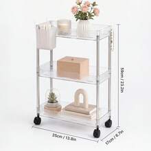 EZIFY 1Pc 3‑Tier Rolling Acrylic Utility Cart, Multi‑Layer Storage Rack With Detachable Hanging Boxes, 360° Silent Swivel Casters, Mobile Storage Unit, For Home/Bedroom/Bathroom/Office - 3-layer - 4 Small Hanging Baskets - View 12