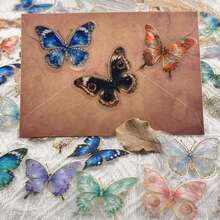 50Pcs Gold Foil Gem Butterfly PET Transparent Stickers, Jewel Crystal Wing Butterfly Decals, Clear Waterproof Sticker Pack For Journal Scrapbook Laptop DIY Decor - 50pcs/set - View 10