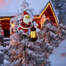 Santa Claus Solar Ground‑Plug Light, Outdoor Waterproof Auto‑Sensor On LED Lantern‑Style Courtyard Light, Decorative Ornament For Garden, Lawn, Terrace, Pathway Landscape, Christmas Holiday Party Outdoor Scene Setup - Lantern Series - View 7