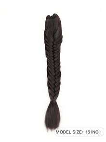 Brown-Black 16-Inch Hand-Braided Ponytail Extension, With Claw Clip, Suitable For Women - Multicolor - View 6