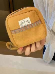 日韓風小眾設計動漫卡通熊零錢包收納袋，輕量壓克力吊飾時尚個性小包 - 棕色 - 查看 3
