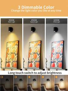 Rechargeable Magnetic Wall Lamp USB Rechargeable Wireless LED Wall Light Cordless Touch Dimming Spotlight Magnetic Design Bedroom Bedside Reading - Multicolor - View 7