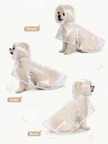Transparent Waterproof Pet Raincoat, Windproof And Waterproof, Suitable For Large, Medium And Small Dogs, Pet Raincoat, Suitable For Medium And Small Dogs, Teddy Dogs And Bichon Frise For Rainy Day Walks (Recommended To Buy One Size Up; Please Measure Your Pet's Body Size Before Purchasing To Ensure Comfortable Fit) Dog Outfits, Halloween Costume - Clear - View 5