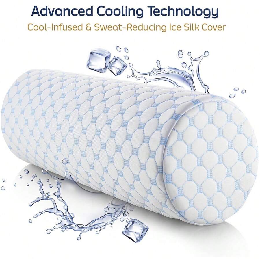 1pc Memory Foam Cylindrical Neck Pillow, Suitable For Mattress, Legs, Back And Yoga Mat, Round Neck Pillow, Provides Neck, Back And Leg Support - Cylindrical Pillow Plaid Style - View 1