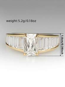 1pc Elegant Cubic Zirconia Ring, Women's Wedding Anniversary Accessory Gift - 1# - View 4