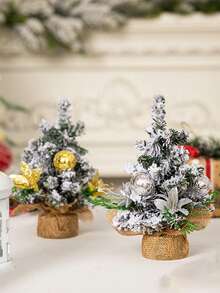 1pc Mini Christmas Tree Decoration, Suitable For Restaurant And Living Room Tabletop Decor, Holiday Home Decor, Christmas Decor, Room Decor, Party Decor, Theme Party Decor, Christmas Tree - Multicolor - View 5
