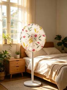 1PC Floral Print Standing Fan Dust Cover, Reusable Washable Non-Disposable Round Electric Fan Protective Sleeve, Elastic Stretch Fabric Fan Shield For Household Pedestal Fan, Dustproof Anti-Pollution Home Kitchen Bedroom Fan Accessory - Multicolor - View 6