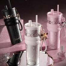 710ML Stainless Steel Vacuum Insulated Bottle With Straw, Leak-Proof For Hot & Cold, Portable Water Bottle For Travel & Sports - Multicolor - View 3