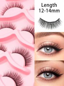 5 Pairs Full Strip False Eyelashes In Box, Soft Natural Style, Soft Texture, Lightweight Wear, Versatile For Beginners Daily Makeup - Black - View 2