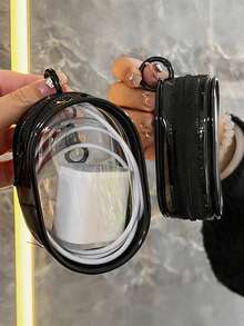 1pc Portable Mini Transparent Zipper Storage Bag, Multi-Functional Travel Accessory Bag, Travel/Holiday Essential, Bathroom Accessory, Bathroom Storage, Room Decor, Desk Accessory, College Essential, Suitable For Back To School, Halloween, Christmas, Also Can Be Used As Christmas Gift, Christmas Stocking Stuffer, Gift For Women - Multicolor - View 8